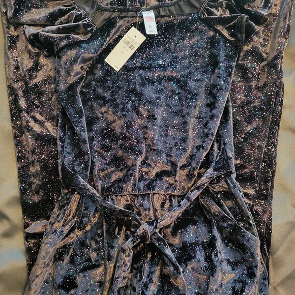 Justice Glittery black Rompers with pink and blue sparkles Women’s Size 14 - Picture 1 of 5